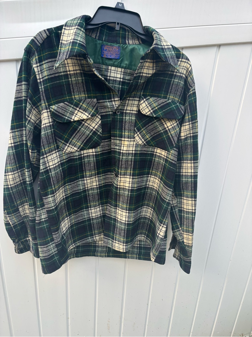 Vintage Pendleton made in USA 100% Virgin Wool Green Plaid Shirt Jacket - Men's